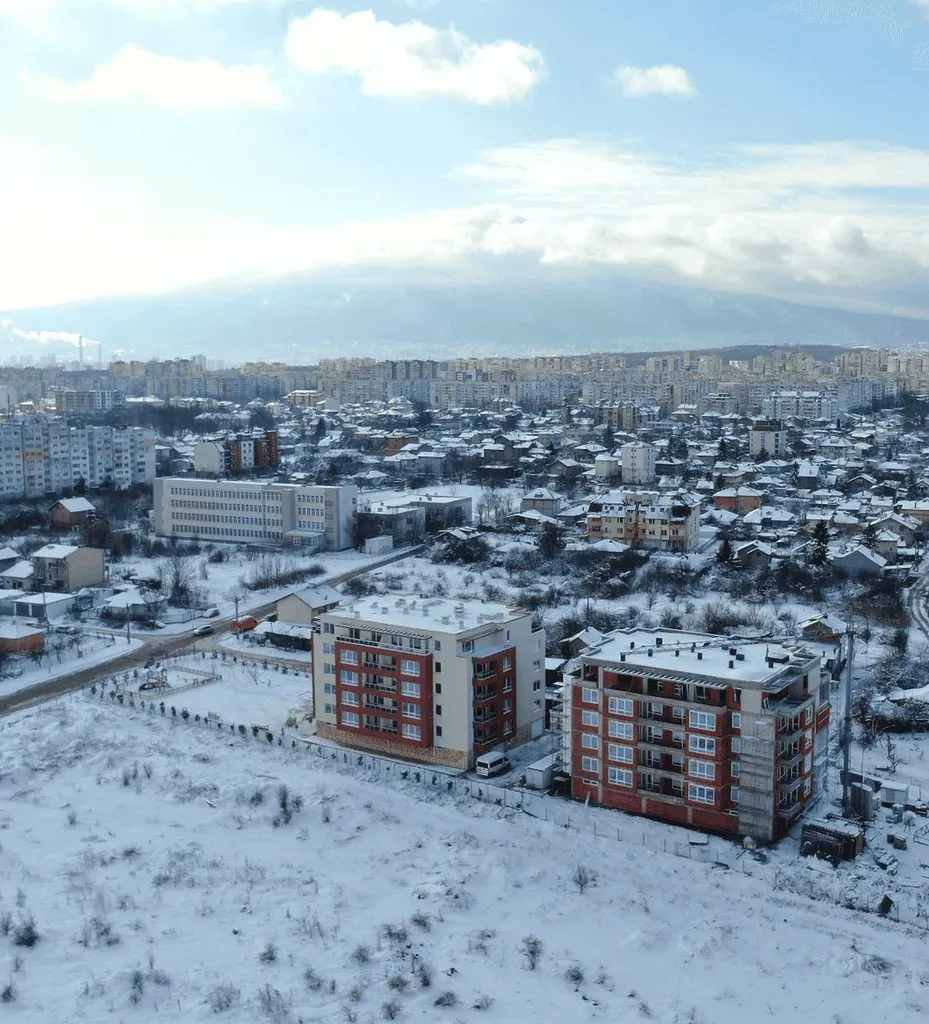 Оптима Парк през зимата, заснет отгоре